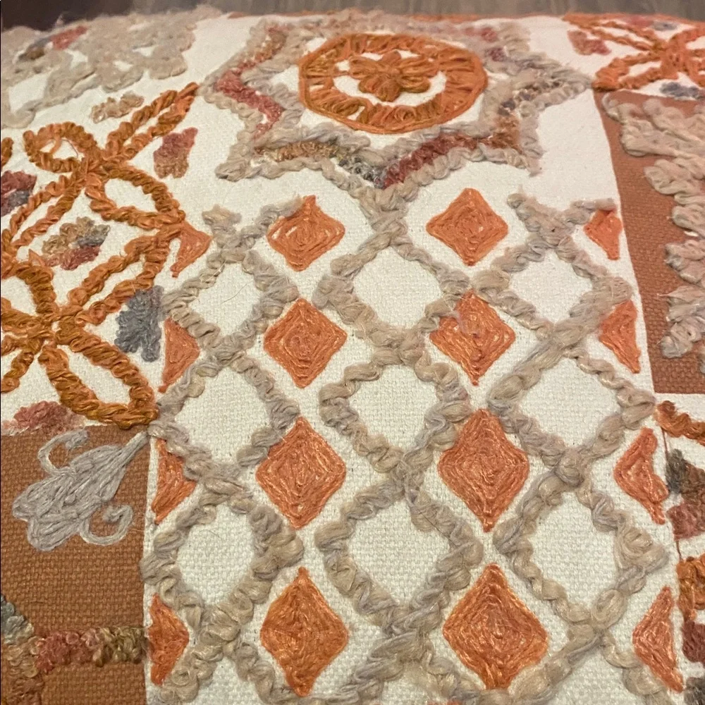Pier 1 Patchwork Accent Pillows - Orange and Cream